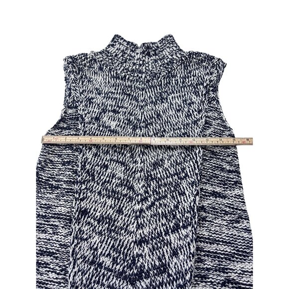 White House Black Market Sleeveless Marled Knit Turtleneck Sweater Top Size S Bl - Picture 9 of 10
